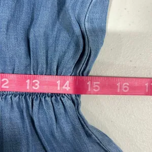 Magnolia‎ Skye NWT Boho Off-Shoulder Jumpsuit with Tie Sleeves Blue Chambray L thumbnail 8
