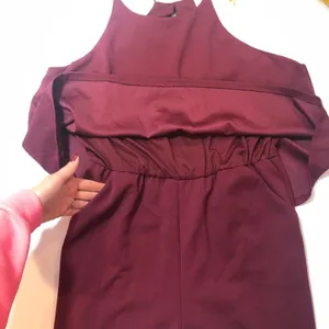 Love...Ady Solid Halter Popover Jumpsuit burgundy XXL thumbnail 6