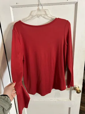 American Eagle Top Red V-Neck  thumbnail 2