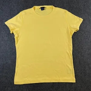 Ralph Lauren Sport Women Yellow Cotton Ribbed Crew Neck T-Shirt Size L Pony Logo thumbnail 1