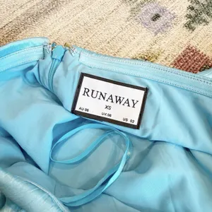 Runaway The Label Satin Maxi Slip Dress XS Aqua Blue Cocktail Event HOCO Prom thumbnail 8