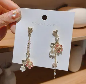 Flower Dangle Drop Earrings for Women Gold thumbnail 1