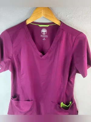 Helping Hands M Berry V-Neck Scrub Top & Pant Set - HH Works thumbnail 4