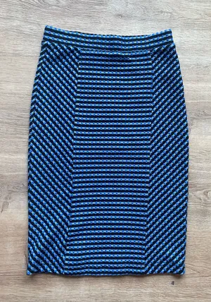 Maeve by Anthropologie Blue Black Textured Knit Pencil Skirt Size XS thumbnail 1