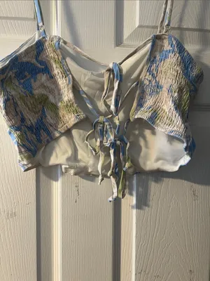 Kendall & Kylie Blue and Green Abstract Cropped Cami thumbnail 3