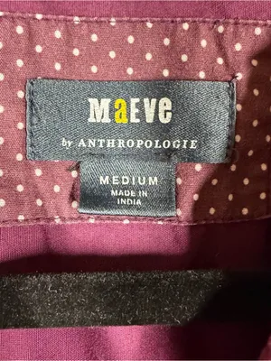 Anthropologie Maeve Dark Purple Bennett Button Down Long Sleeve Top thumbnail 3