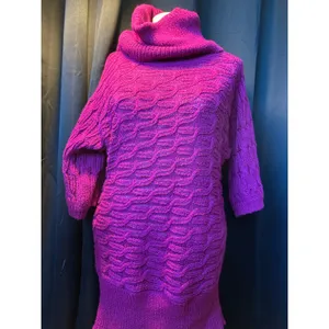 Old Navy Magenta Pink Cowl Neck Cable Knit Sweater Dress Small‎ Dolman Sleeve thumbnail 9