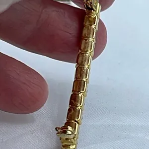 Vintage green cut glass bar brooch. thumbnail 8