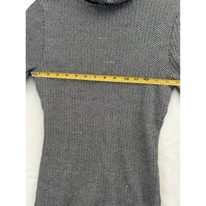 White House Black Market Chevron Knit Turtleneck Short Sleeve Top Black White S‎ thumbnail 4