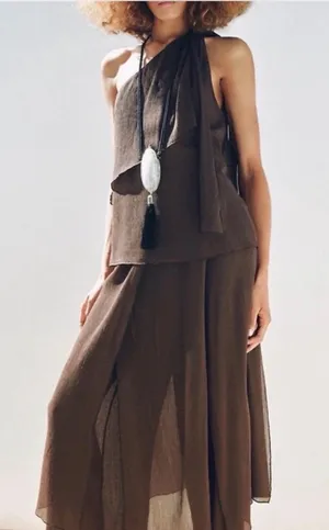 Zara One Shoulder Brown Blouse thumbnail 1