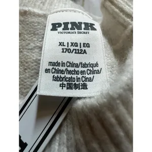 Victoria's Secret PINK Ski Club Intarsia Argyle Sweater Cream XL New Soft Cozy thumbnail 6