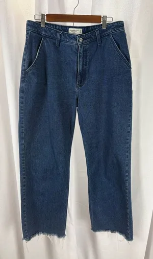 Abercrombie High Rise 90s‎ Relaxed Jean Raw Hem 31/12L long EUC thumbnail 1