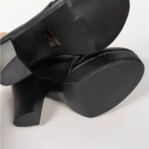 BONNIBEL Black Heeled Lace Up Platform Ankle Booties Faux Leather Women's 9 thumbnail 7
