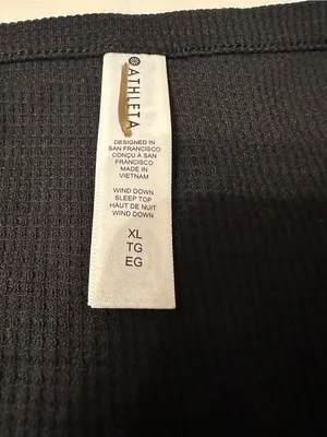 Athleta Wind Down Sleep Top - Women's Black Long Sleeve Henley - NWT - Size XL thumbnail 7