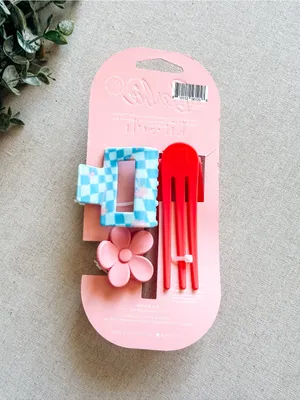 Barbie x Kitsch 3-Piece Assorted Claw Hair Clip Set NWT Limited Edition Pink thumbnail 2
