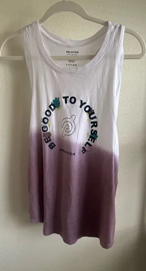PELOTON Purple and white Tank Top. thumbnail 1