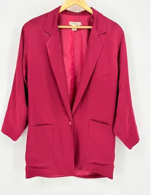 Ann‎ Taylor Blazer Women 10 Magenta Pink Vintage Single Button Lined 80s 90s thumbnail 1