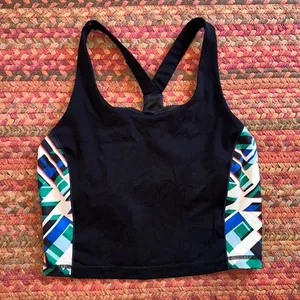 Sweaty Betty London Athletic Black Geometric Crop Tank thumbnail 1