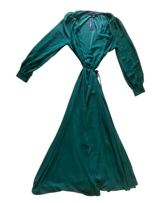 Lulus My Whole Heart Emerald Green Long Sleeve Wrap Dress | XLarge NWT thumbnail 1