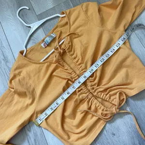 Free People Top open tie long sleeve crop womens Orange (medium) beach vacation thumbnail 6