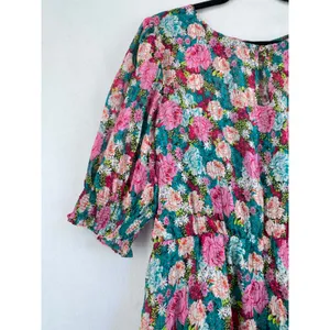 Melloday XL floral puff sleeve dress tiered ruffle cottagecore boho garden thumbnail 5