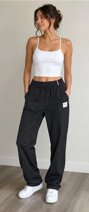 Tommy Hilfiger Black Elastic-Waist straight leg Pants thumbnail 1