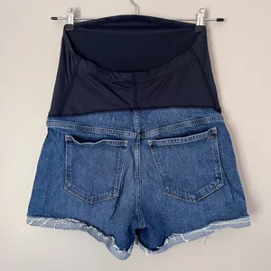 Madewell Maternity Stretch Denim Over-the-Belly Cuffed Raw Hem Burke Shorts 28 thumbnail 5
