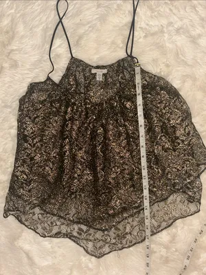 Urban Outfitters Sparkle Metallic Camisole Top - Black & Gold thumbnail 5