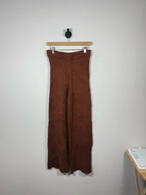 Reformation Isle Wide Leg Knit Pants Brown Organic Cotton Pull On Size M thumbnail 5