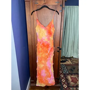 Princess Polly Lars Maxi Dress Orange Multi Tie Dye Ruffle Slip Dress Resort 6 thumbnail 3