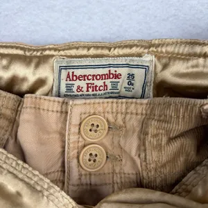 VTG Abercrombie & Fitch Paratrooper Cargo Pants Women's 0 Tan Low Rise Satin Y2K thumbnail 4