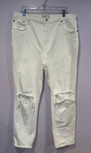 Abercrombie and Fitch 90s‎ Straight high rise LONG white jeans thumbnail 1