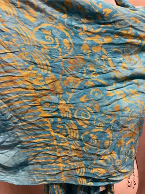 Source Unknown Cute Y2K aqua celestial batik 90s fringe oversized scarf wrap shawl festival thumbnail 7
