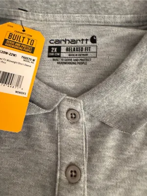 Carhartt Light Heather Gray Henley Polo with Chest Pocket thumbnail 5