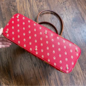 Dooney & Bourke • Domed Satchel purse bag Burning Red initials canvas wristlet thumbnail 16