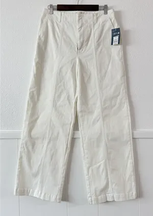 Universal Threads 8 Wide Leg Cropped Stretch Pants NWT Ivory High Rise thumbnail 1
