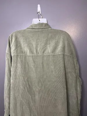 OFFLINE By Aerie Jacket Womens XL Green Corduroy 1/2 Zip Long Shacket Oversized thumbnail 6