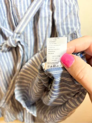 Anthropologie Isabella Sinclair Piper Blue White Stripe Ruffle Sleeve Dress Sz M thumbnail 12