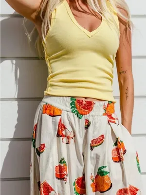 Free People Neria Rib Tank -Lemon Water thumbnail 5