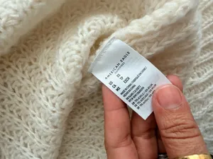 American Eagle Cream Chunky Knit Pointelle Crewneck Sweater Size XS thumbnail 3
