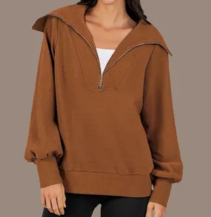 NWT ANRABESS Quarter Zip Oversized Pullover Auburn Long Sleeve Sweater – Medium‎ thumbnail 1