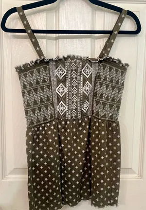 No Boundaries Smocked Tribal Print Cami Top Brown Size M thumbnail 1