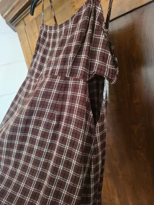 O Kendall And Kylie Brown Plaid Spaghetti Strap Dress Small thumbnail 7