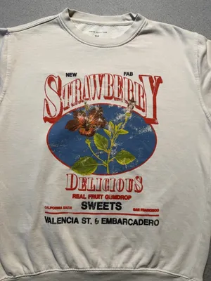 Urban Outfitters Strawberry Women’s Sweatshirt Medium Vintage Graphic Pullover thumbnail 2
