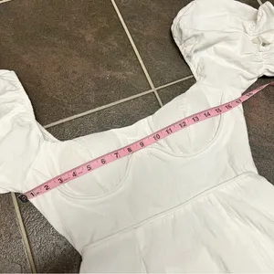 Here Comes the Sun NEW Norma Puff Sleeve Cutout Back Mini Dress White NWT thumbnail 12