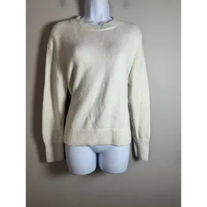 Banana Republic Off White Textured Cotton Blend Pullover‎ Sweater Size S thumbnail 2