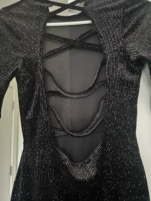 Black Long-Sleeve Sparkle Bodycon Dress thumbnail 3
