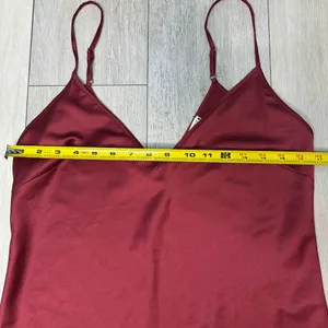Zara satin burgundy adjustable spaghetti strap wine‎ red tank size medium thumbnail 3