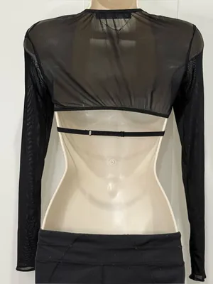 Lioness Gilda Crop Top XS Black Mesh Long Sleeve Party Edgy Club Concert Y2K thumbnail 6