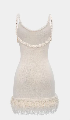 Knit Fringe Braided Backless Slip Dress thumbnail 2